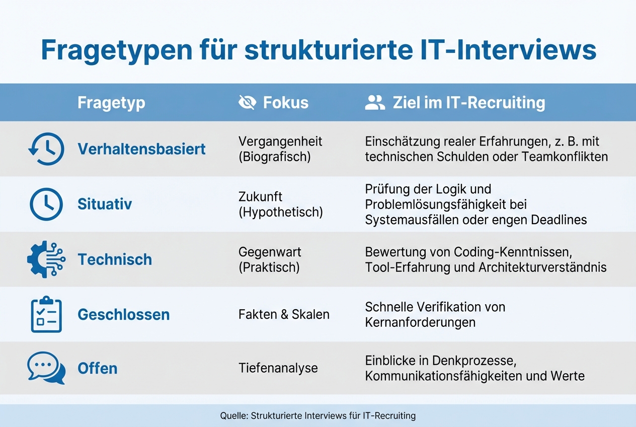 Fragetypen für strukturierte IT-Interviews im Vergleich
