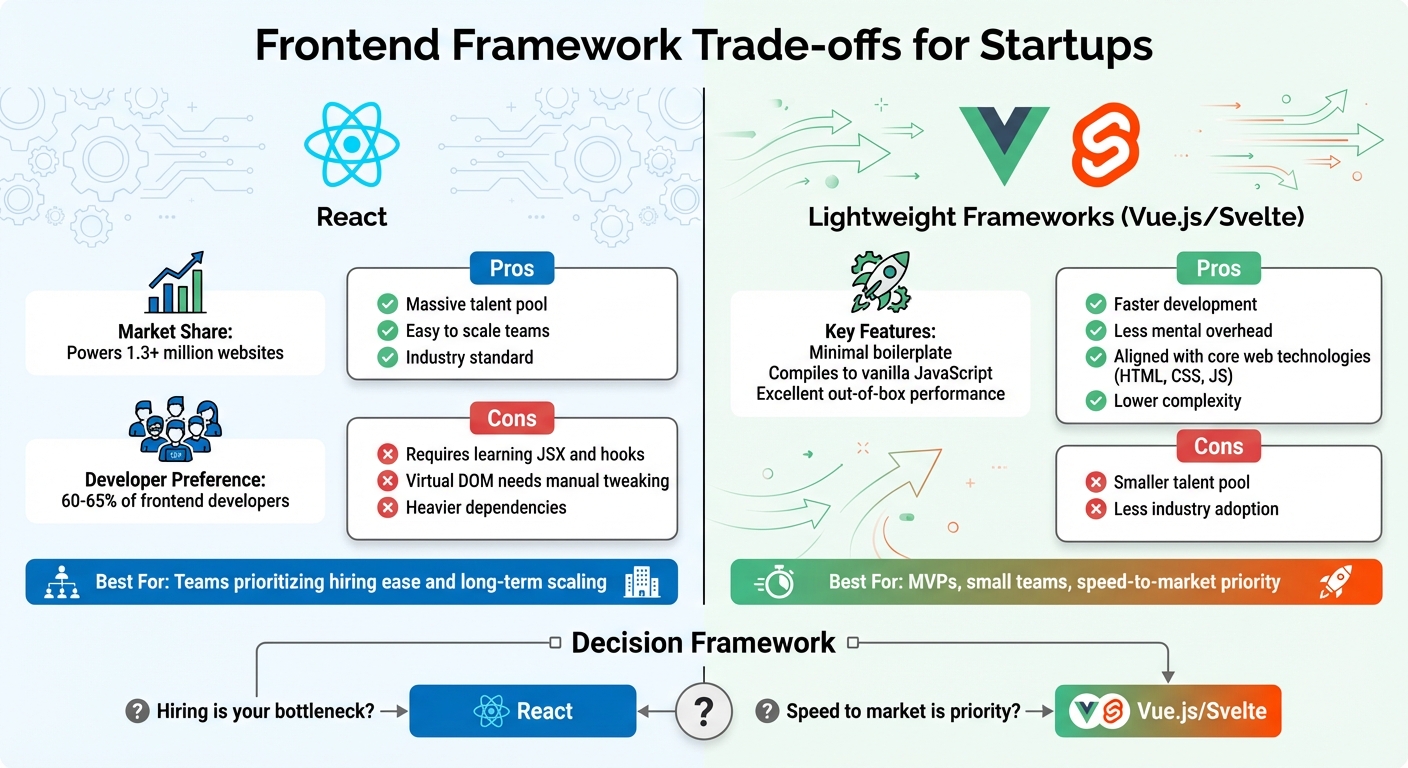 Frontend Framework Trade-offs: React vs Lightweight Frameworks for Startups