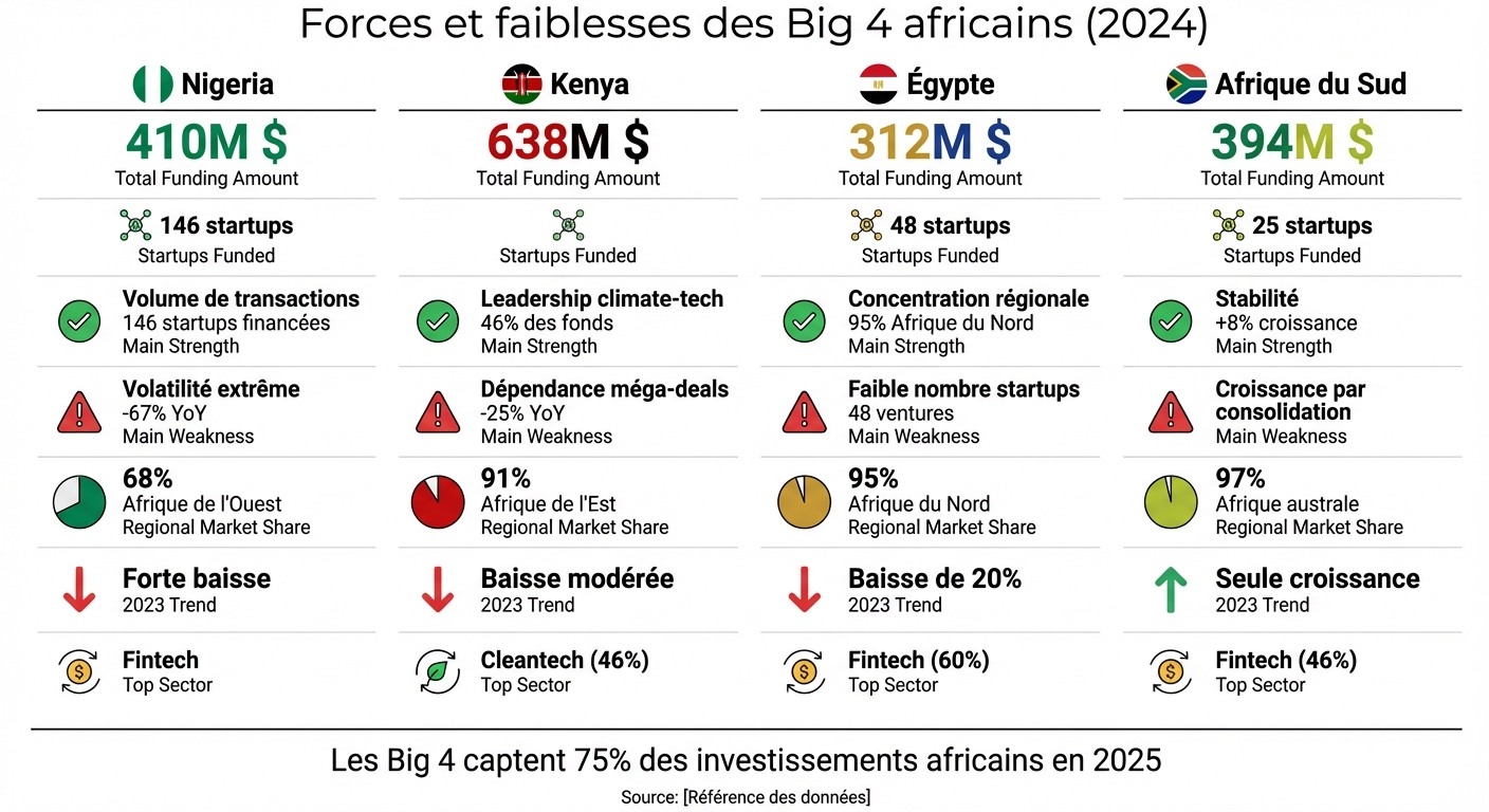 Big 4 Africa Tech Investment Comparison 2024: Funding, Strengths & Market Share