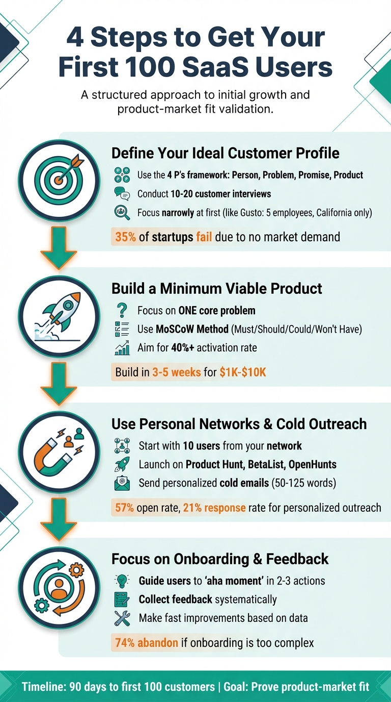 4-Step Process to Acquire Your First 100 SaaS Users