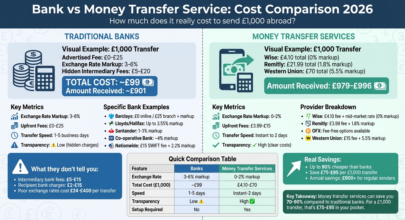 Banks vs Money Transfer Services Cost Comparison 2026