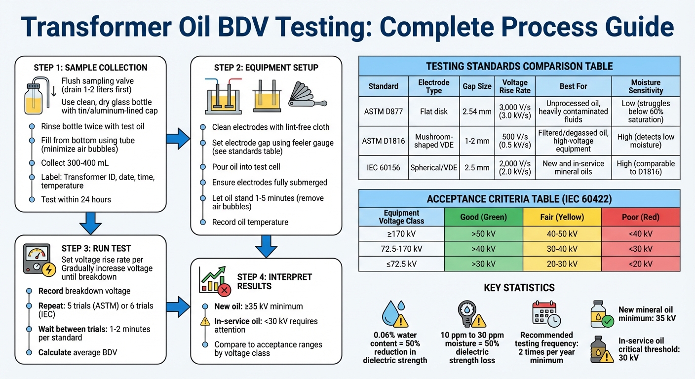 Transformer Oil BDV Testing Step-by-Step Process and Standards Comparison