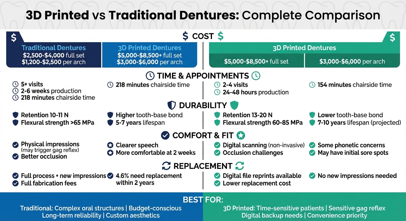 3D Printed vs Traditional Dentures: Cost, Time, and Performance Comparison