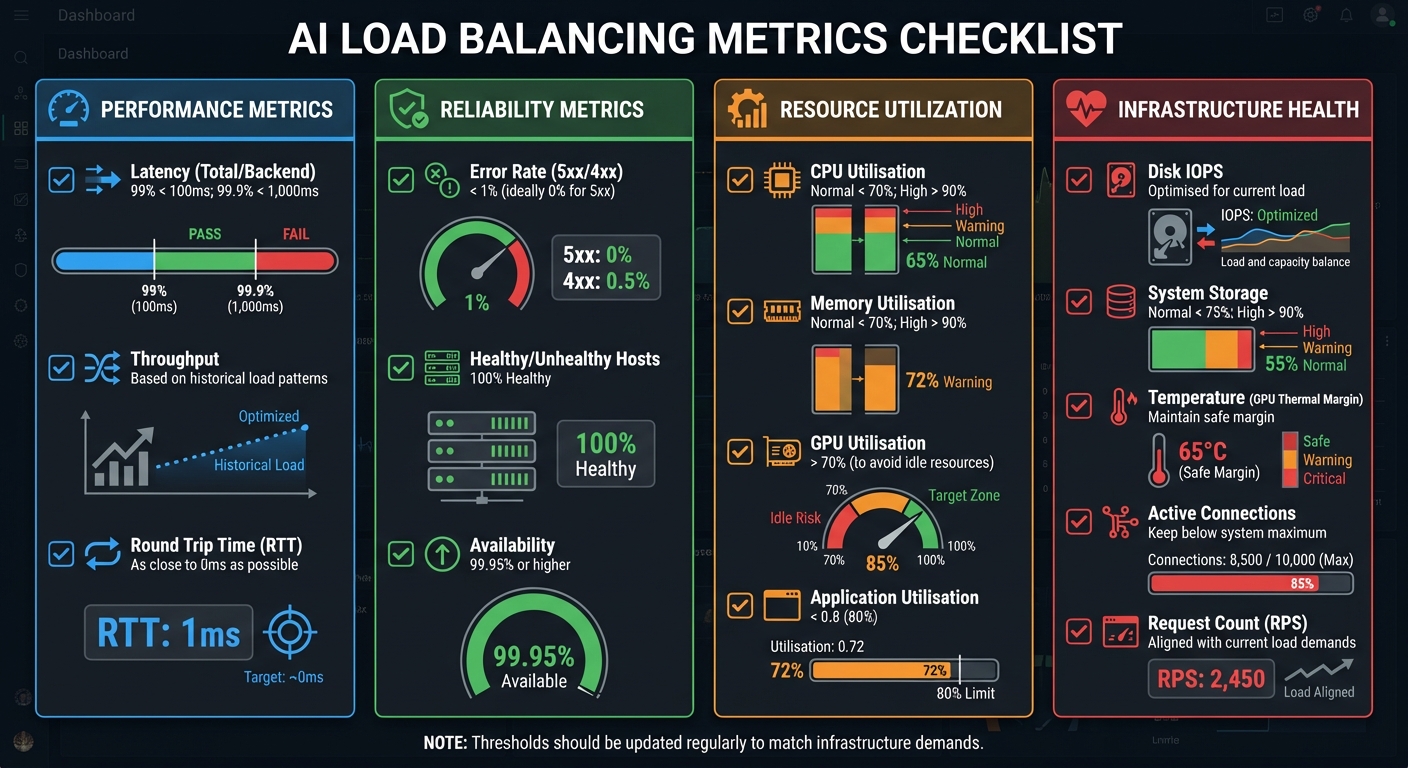 AI Load Balancing Metrics Monitoring Checklist with Target Thresholds