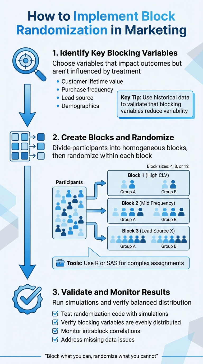 How Block Randomization Works in Marketing Tests: 3-Step Implementation Process