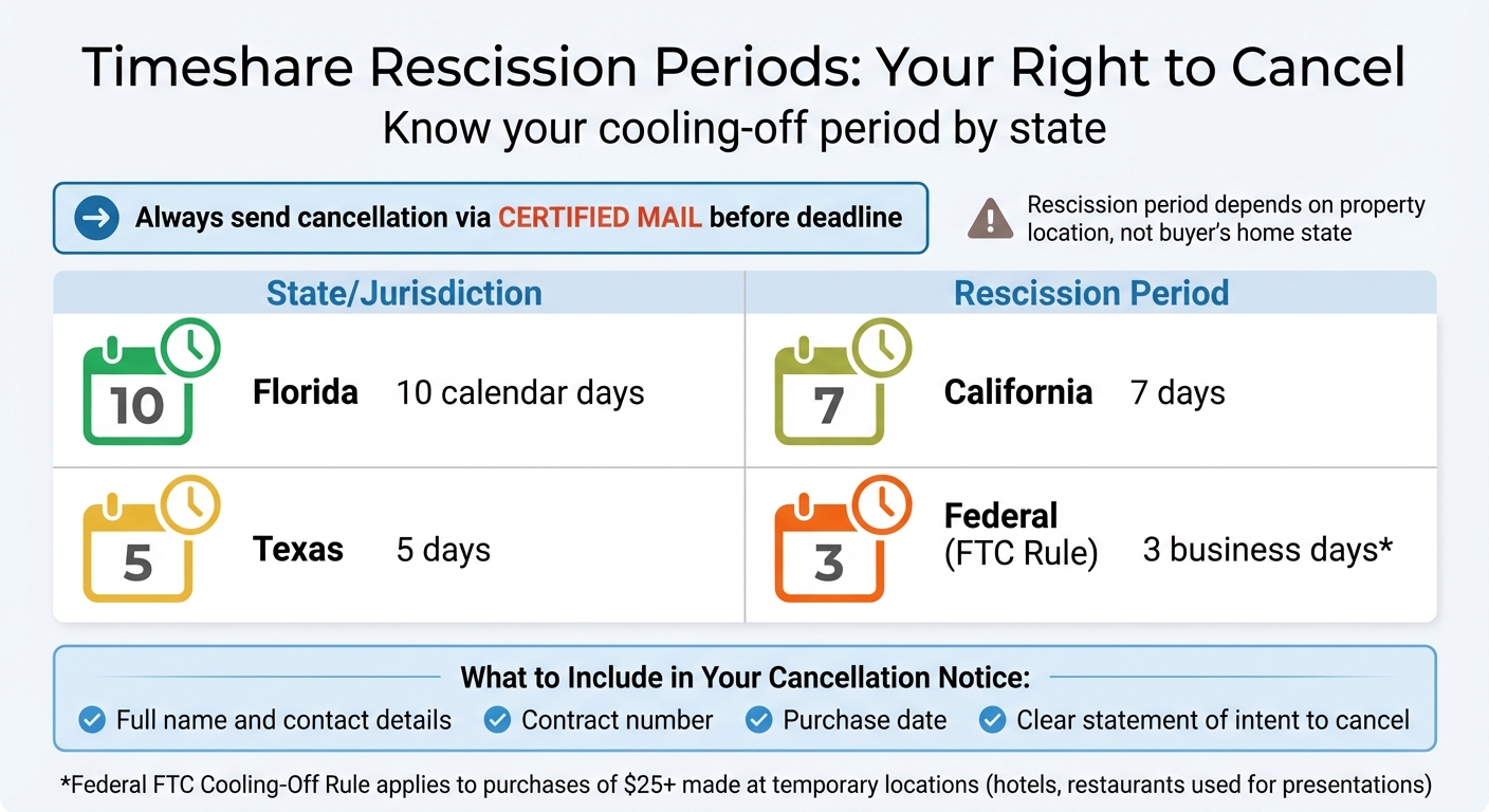 Timeshare Rescission Periods by State and Federal Law
