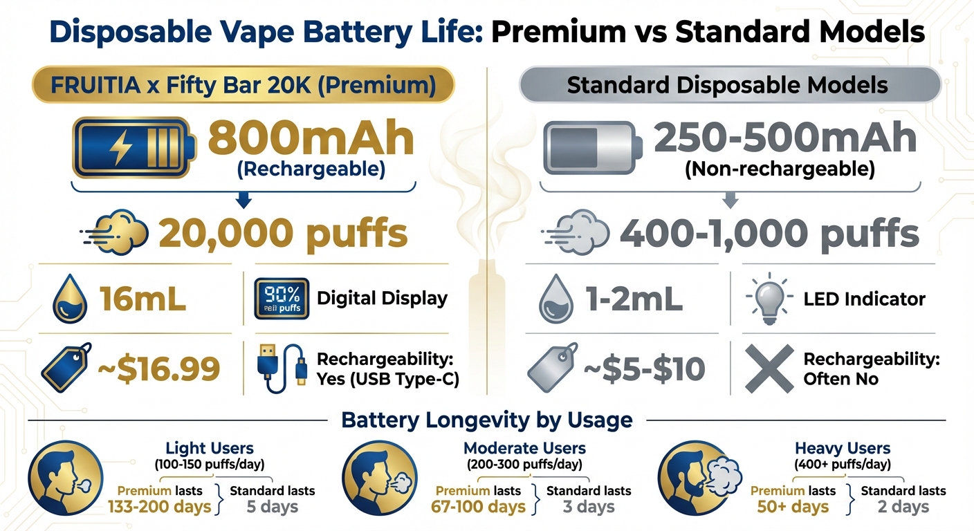 FRUITIA x Fifty Bar 20K vs Standard Disposable Vapes Comparison