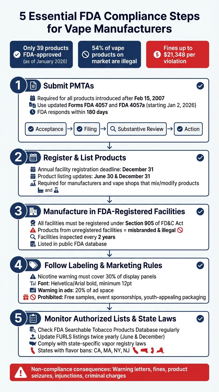 5 Essential FDA Compliance Steps for Vape Manufacturers