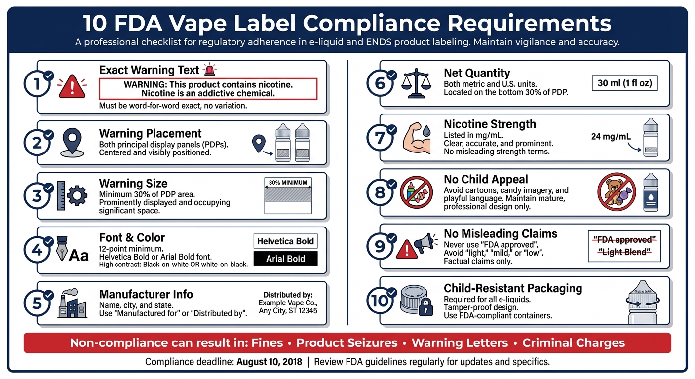 FDA Vape Label Compliance Requirements Checklist
