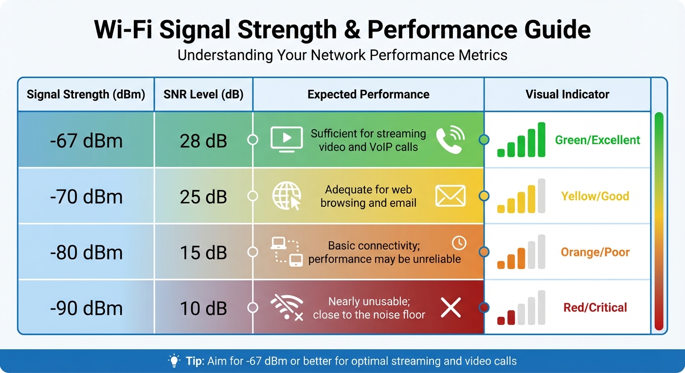 Wi-Fi Signal Strength and Performance Guide: dBm vs SNR Levels