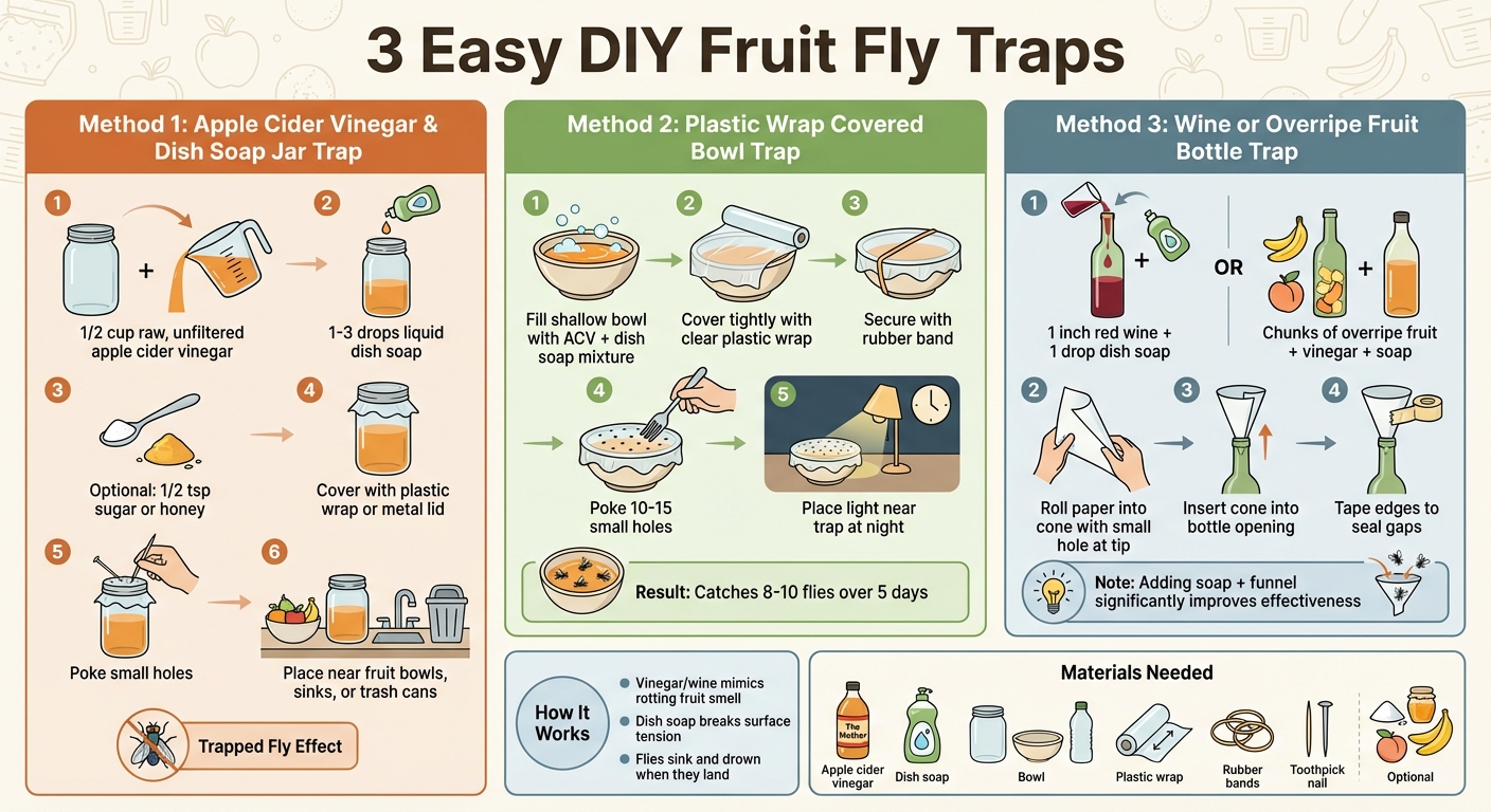 3 DIY Non-Toxic Fruit Fly Trap Methods with Step-by-Step Instructions