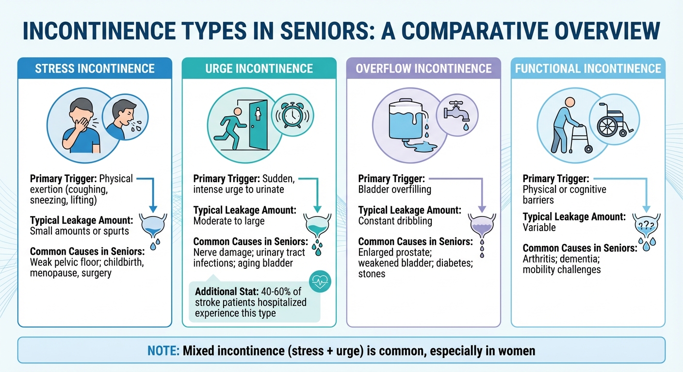 4 Types of Incontinence in Seniors: Symptoms, Triggers, and Causes