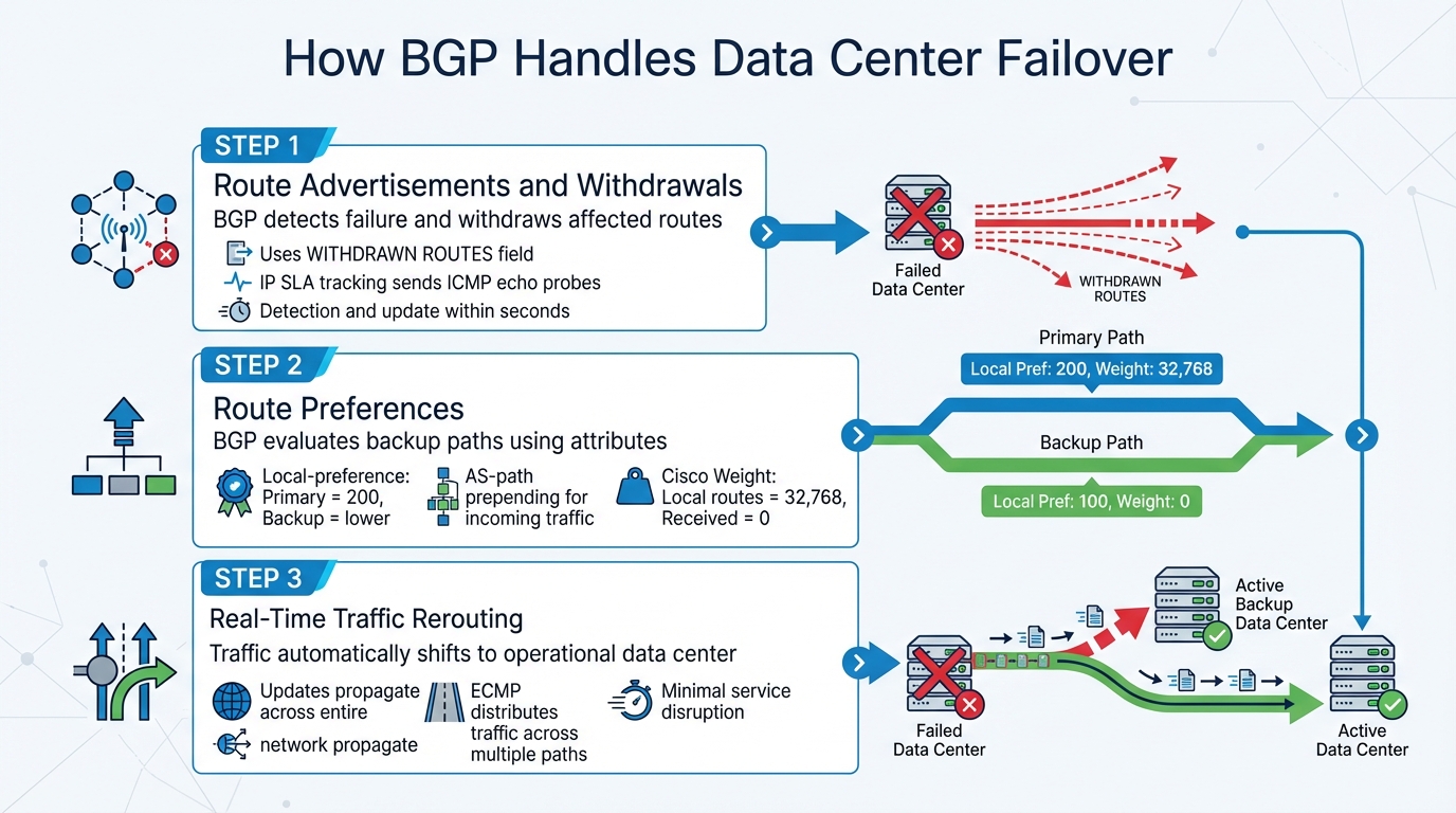 BGP Failover Process: How Traffic Reroutes During Data Center Outages