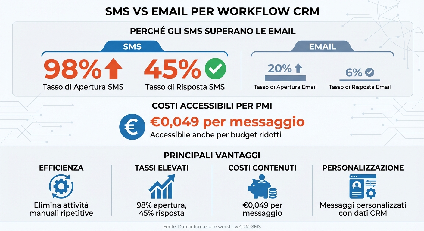 Come automatizzare workflow crm con sms 1 Statistiche sms vs email: tassi di apertura, risposta e costi per crm
