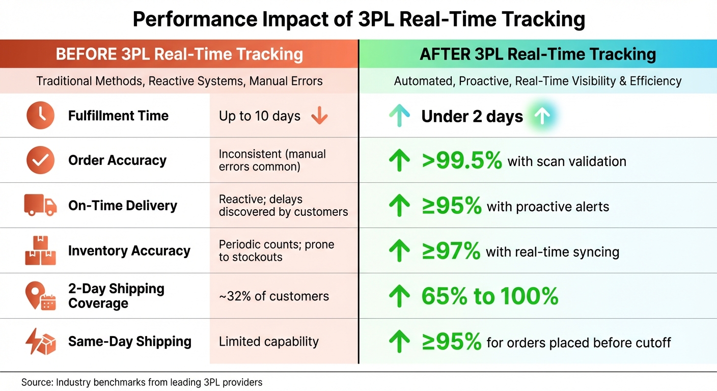 Before and After 3PL Real-Time Tracking Performance Metrics