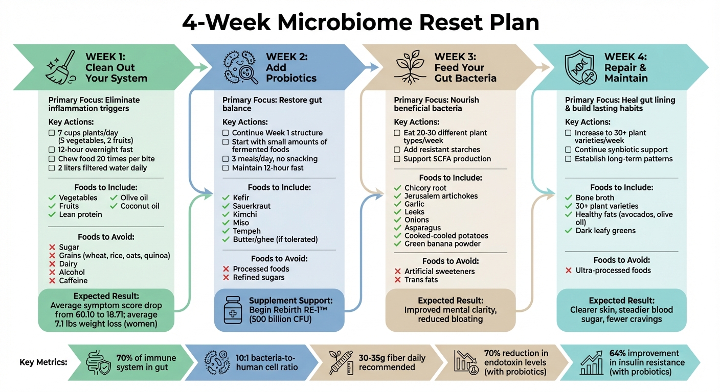 4-Week Gut Microbiome Reset Plan: Weekly Action Steps and Foods
