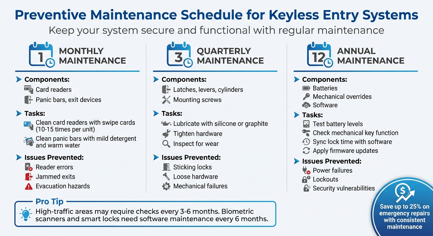 Commercial Keyless Entry Maintenance Schedule: Monthly, Quarterly & Annual Tasks