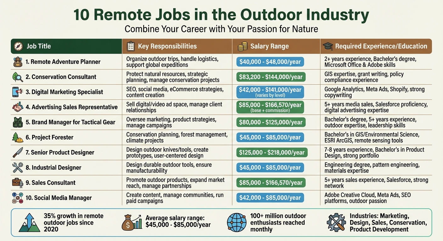 10 Remote Jobs in the Outdoor Industry: Roles, Salaries, and Requirements