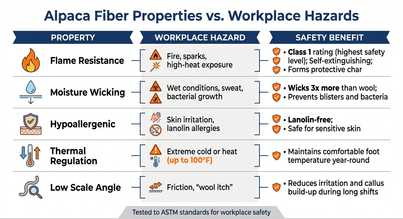 Alpaca Fiber Properties vs Workplace Hazards Safety Benefits