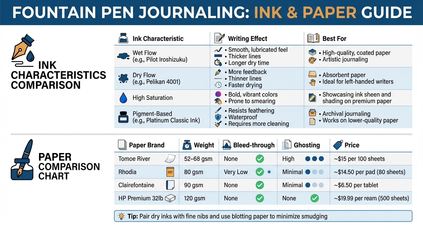 Fountain Pen Ink and Paper Comparison Guide for Journaling