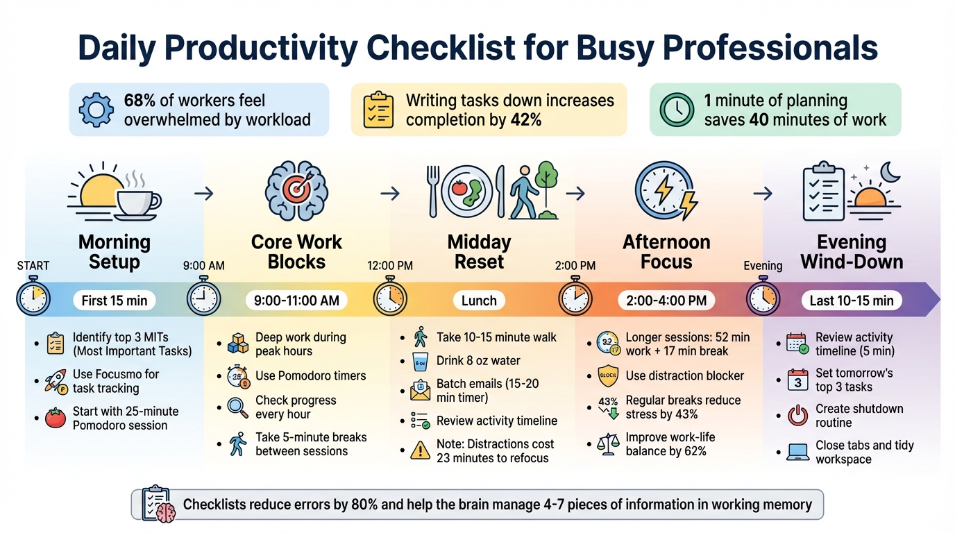 Daily Productivity Checklist: 5-Phase Schedule for Busy Professionals