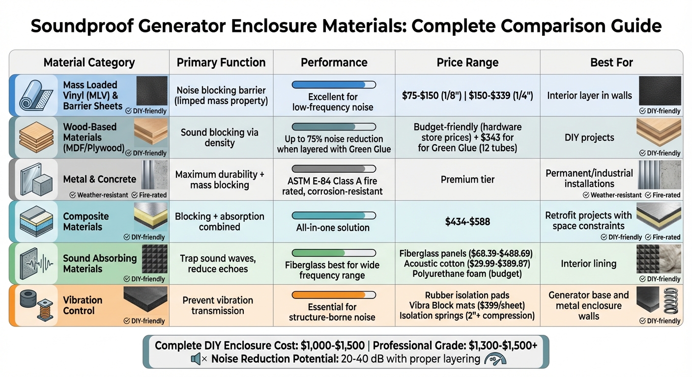 Soundproofing Materials Comparison: Properties, Performance, and Costs