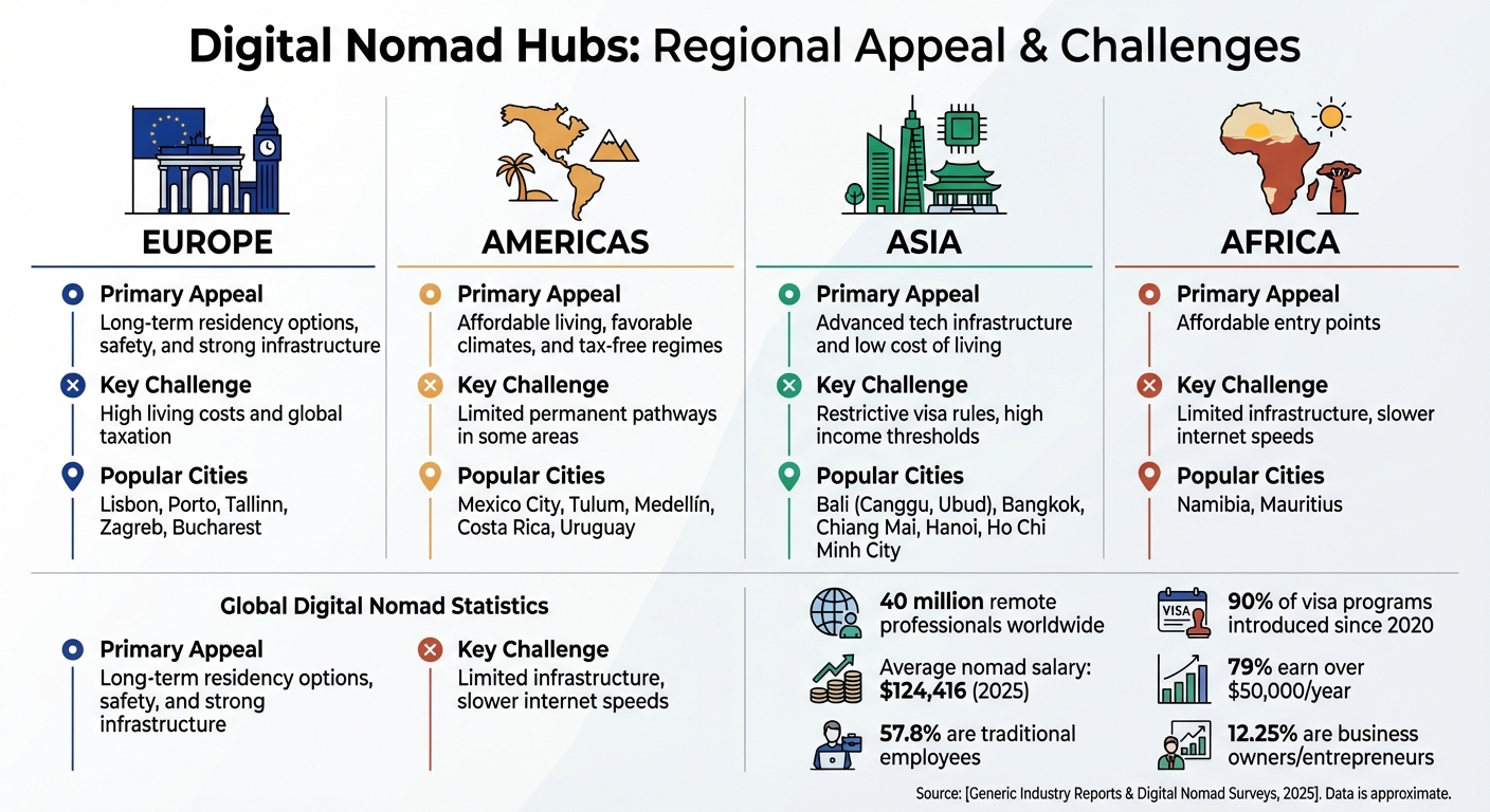 Digital Nomad Regional Comparison: Appeal vs Challenges by Location