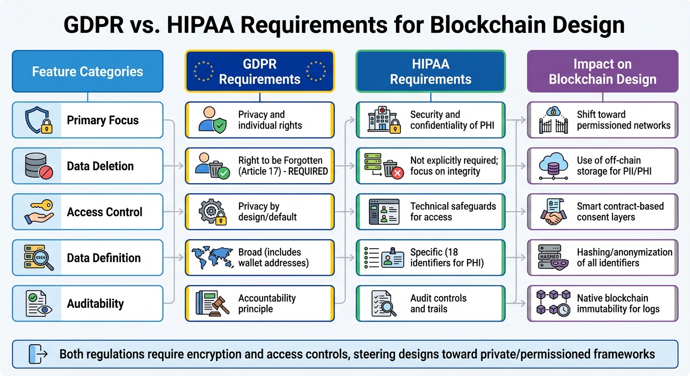 GDPR vs HIPAA Requirements for Blockchain Implementation