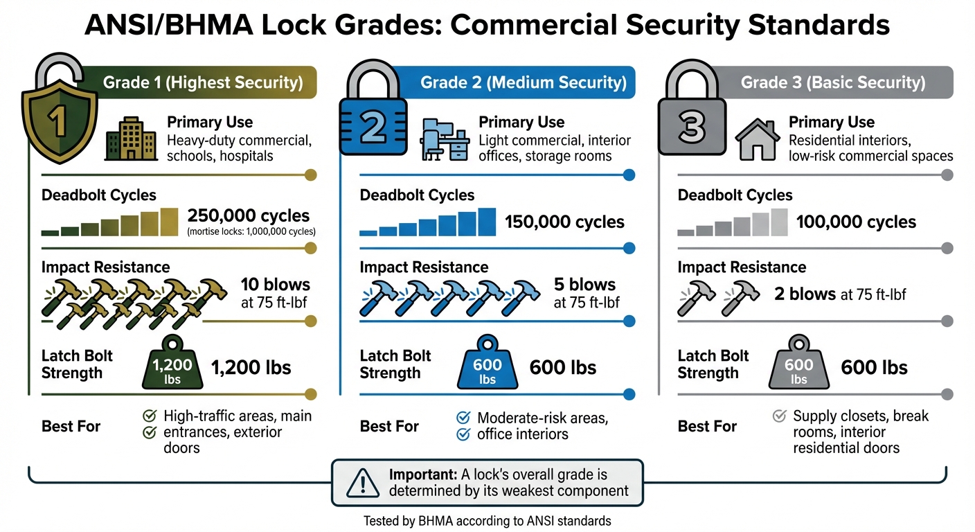 ANSI/BHMA Lock Grades Comparison Chart for Commercial Security
