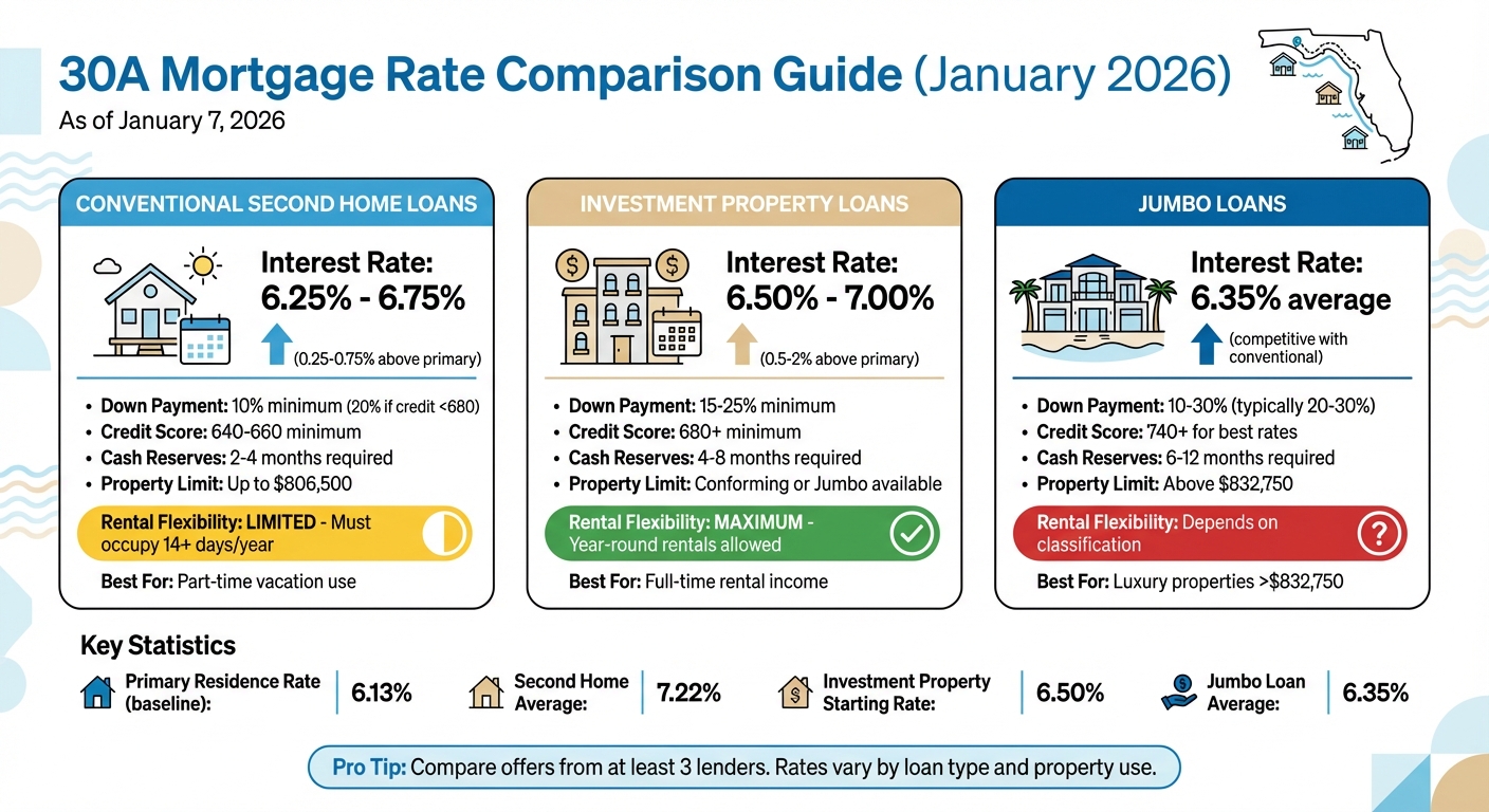 30A Mortgage Rates Comparison: Second Home vs Investment vs Jumbo Loans