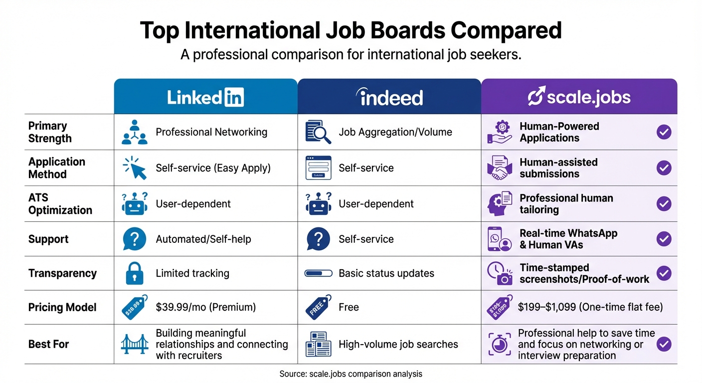 Comparison of Top International Job Boards: LinkedIn vs Indeed vs scale.jobs
