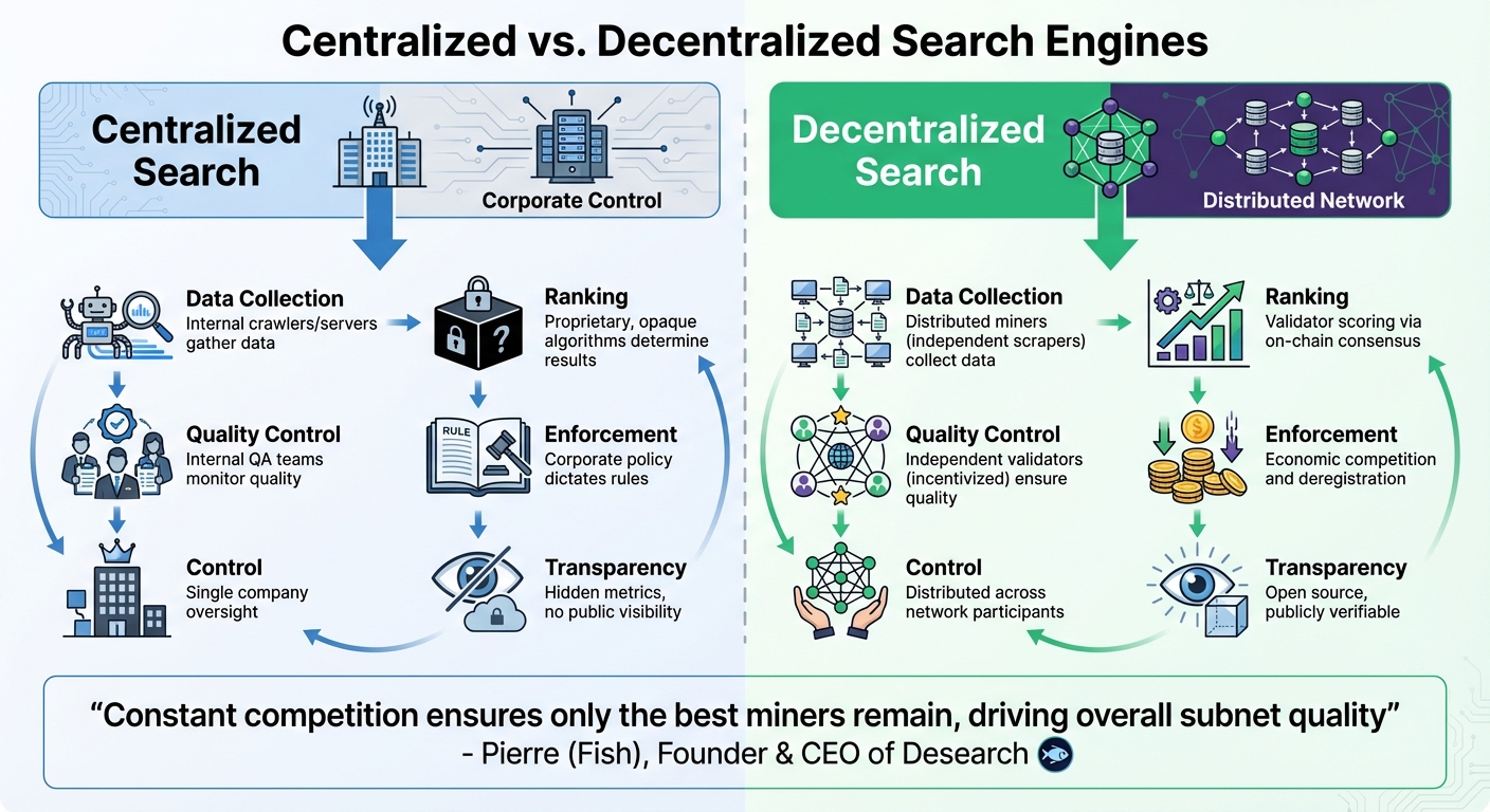 Centralized vs Decentralized Search Engine Architecture Comparison