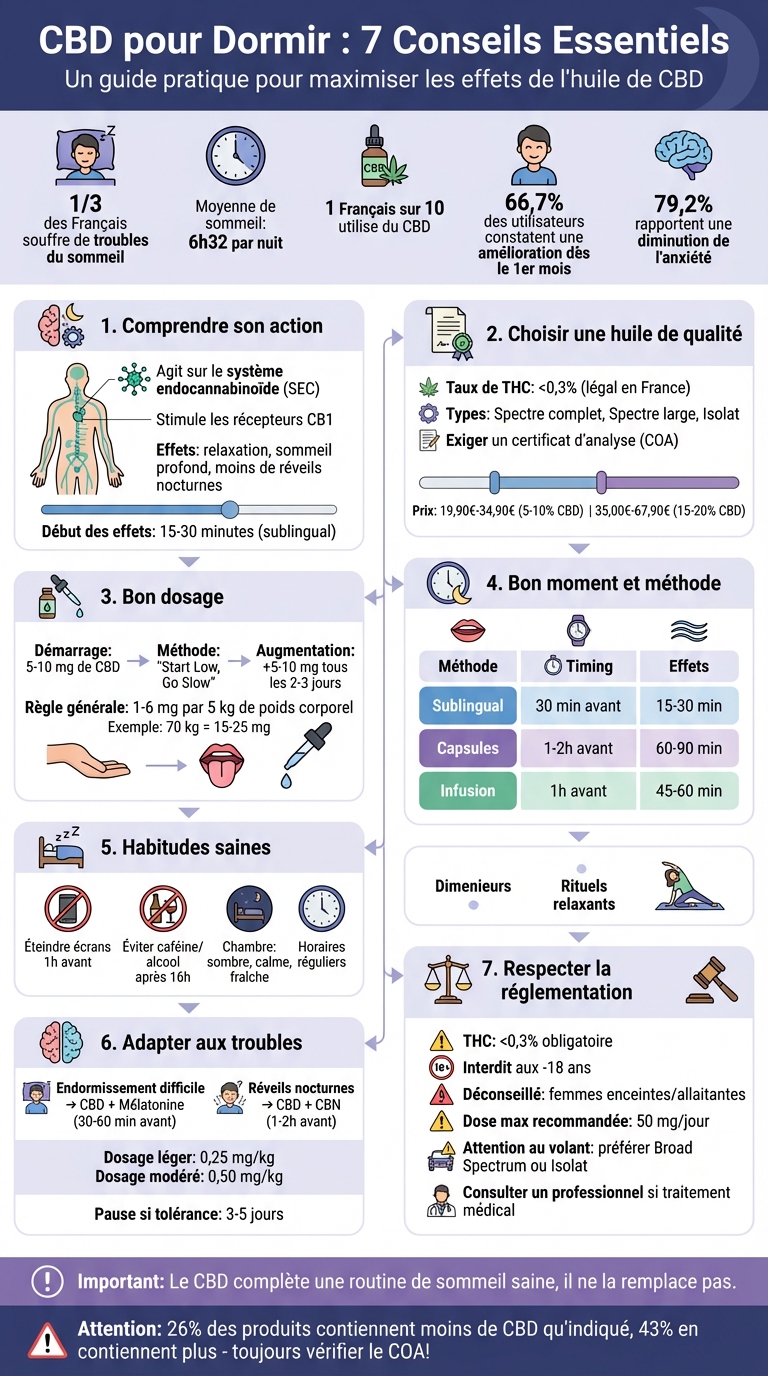 7 conseils pratiques pour utiliser l'huile de CBD pour mieux dormir