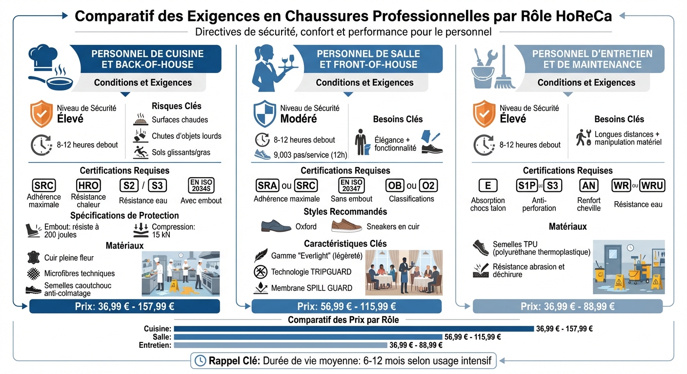 Guide de sélection des chaussures professionnelles HoReCa par métier