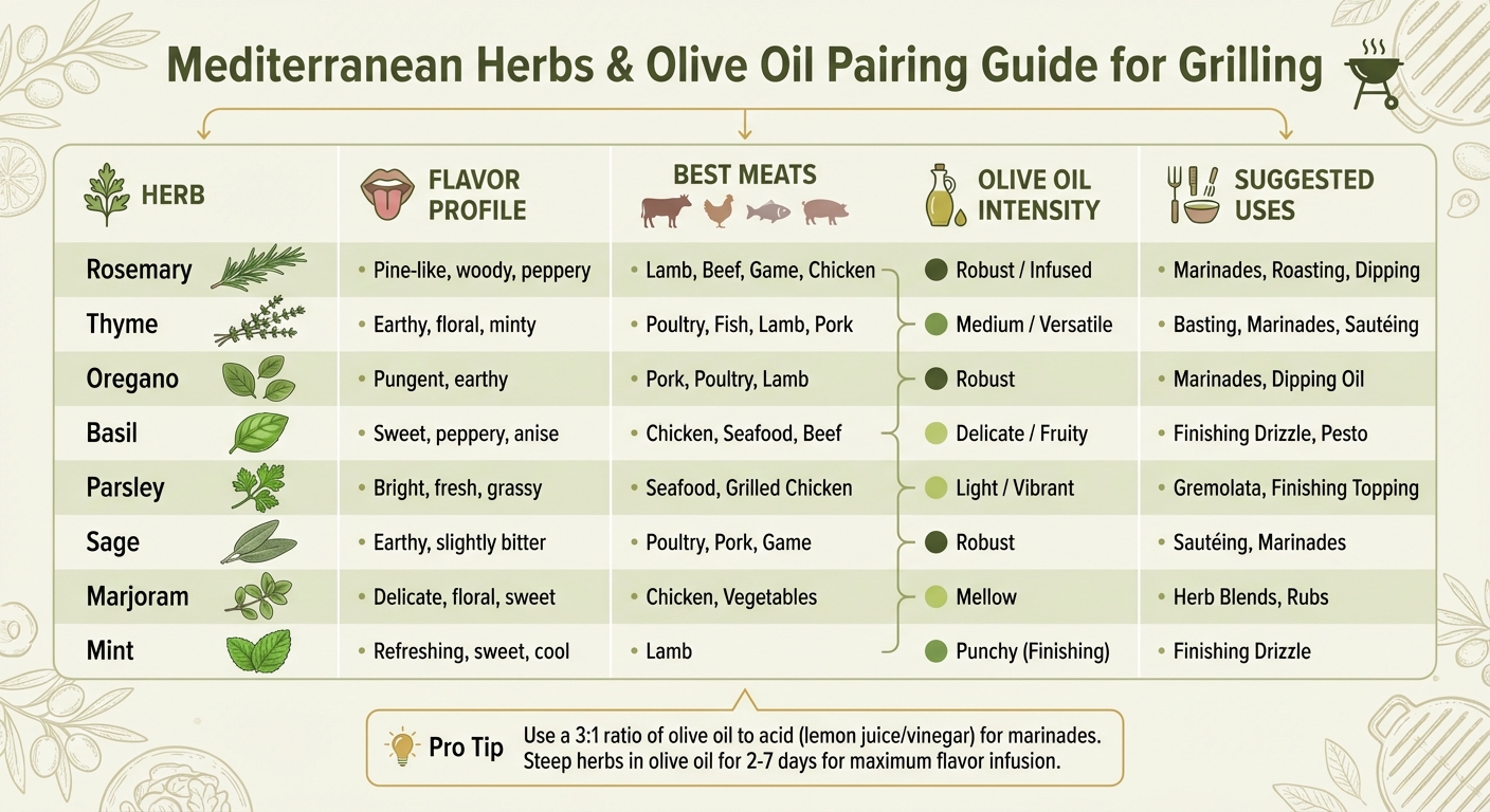 Mediterranean Herbs and Olive Oil Pairing Guide for Grilling