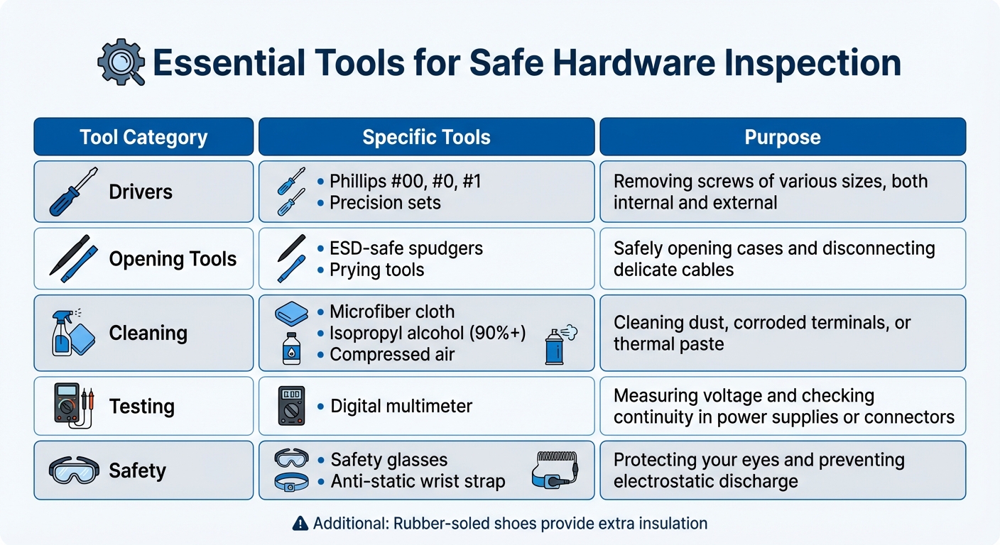 Essential Tools for Safe Hardware Inspection by Category