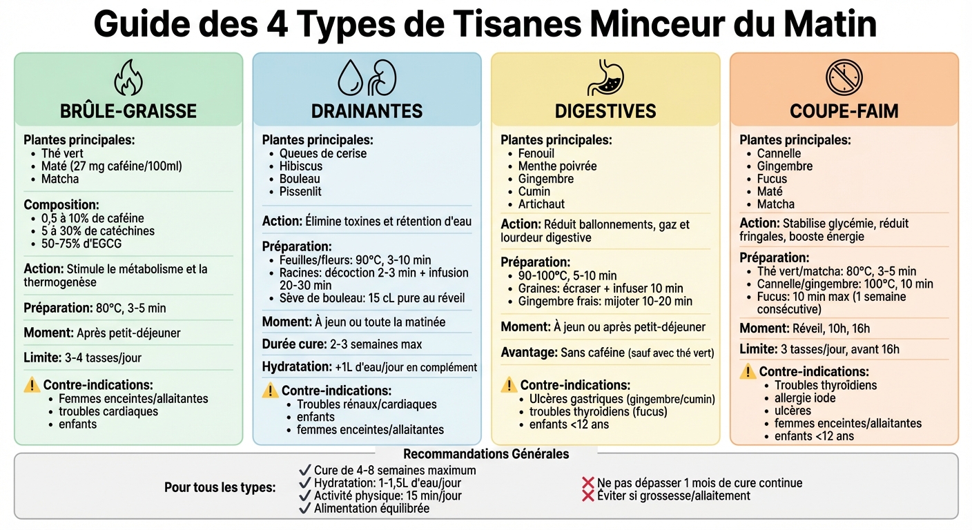 4 Types de Tisanes Minceur du Matin : Bienfaits et Utilisation