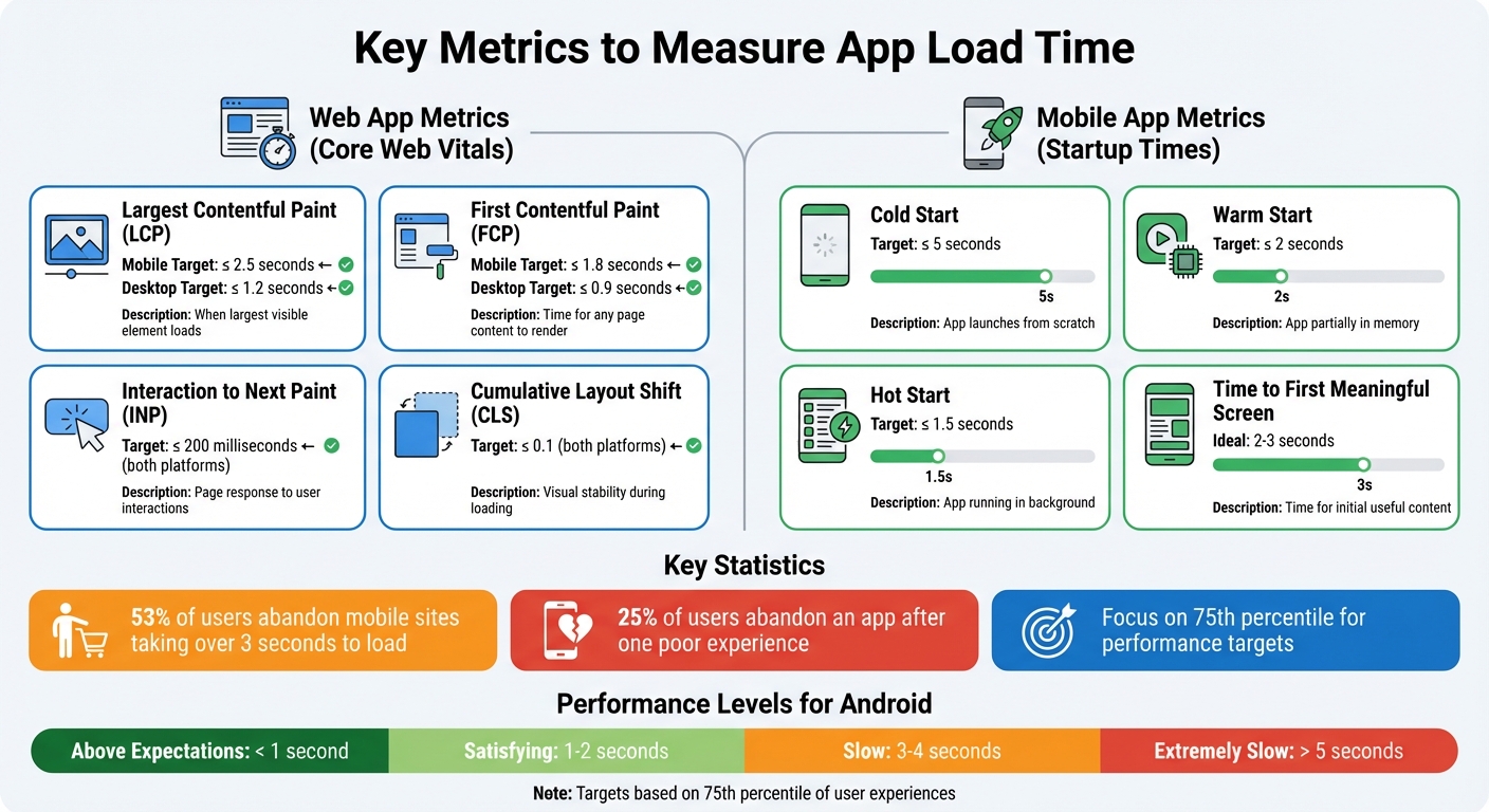 Web and Mobile App Load Time Performance Metrics and Targets