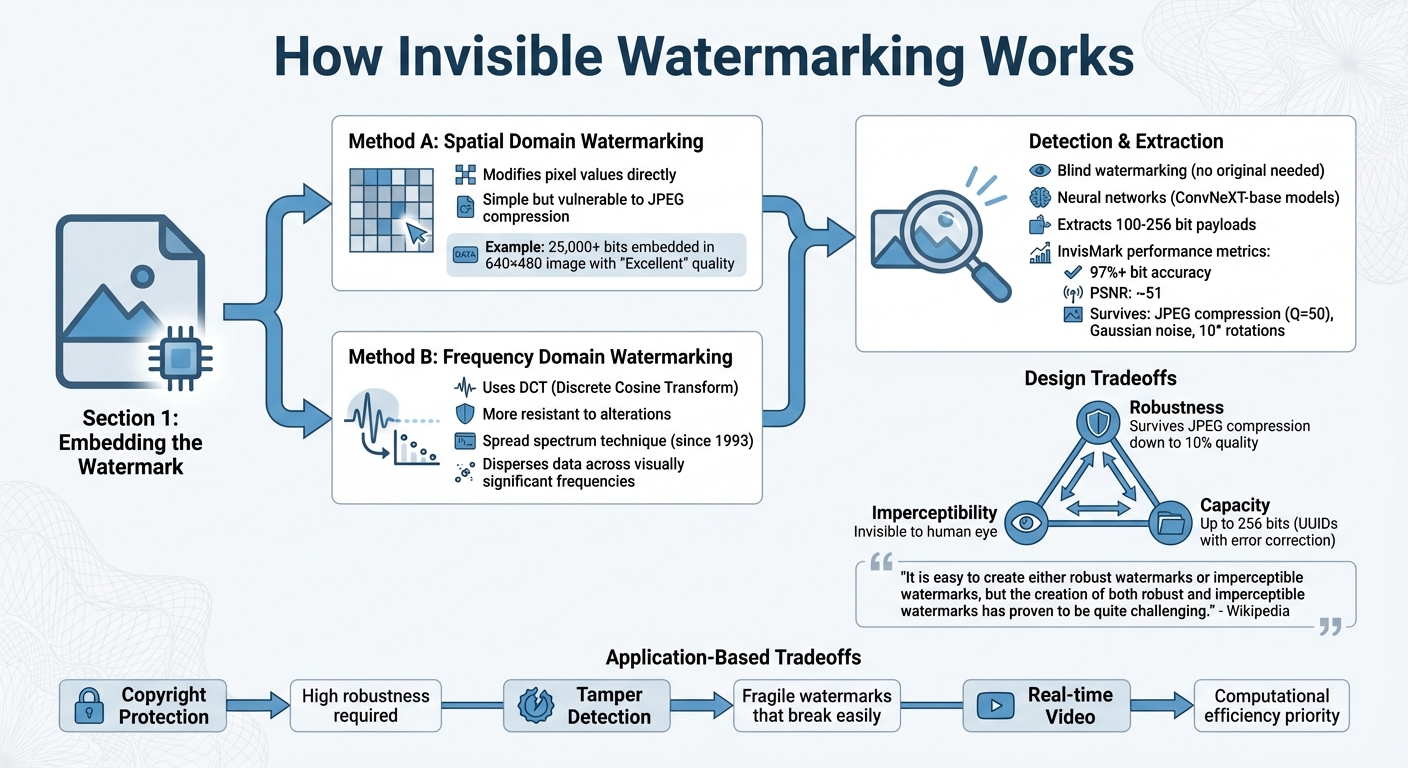 How Invisible Watermarking Works: Embedding to Detection Process