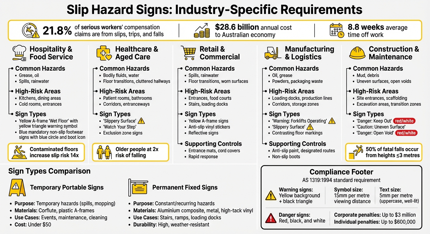 Slip Hazard Signs by Industry: Requirements and High-Risk Areas Comparison