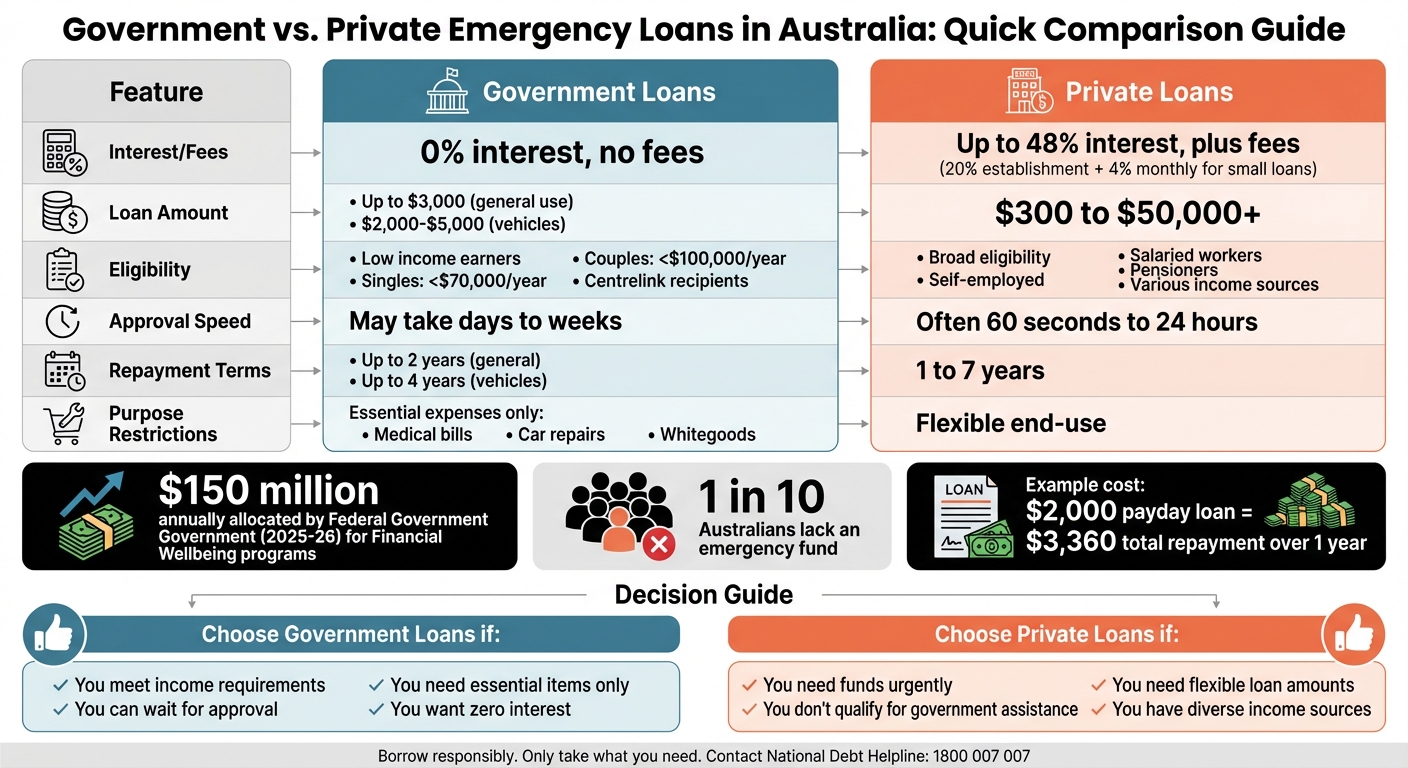 Government vs Private Emergency Loans in Australia: Complete Comparison