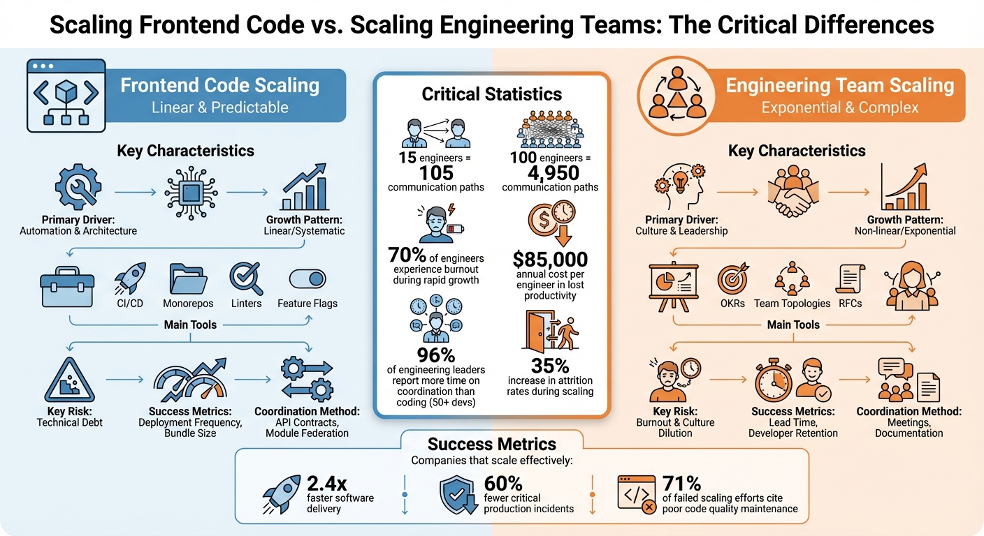 Frontend Code Scaling vs Team Scaling: Key Differences and Metrics