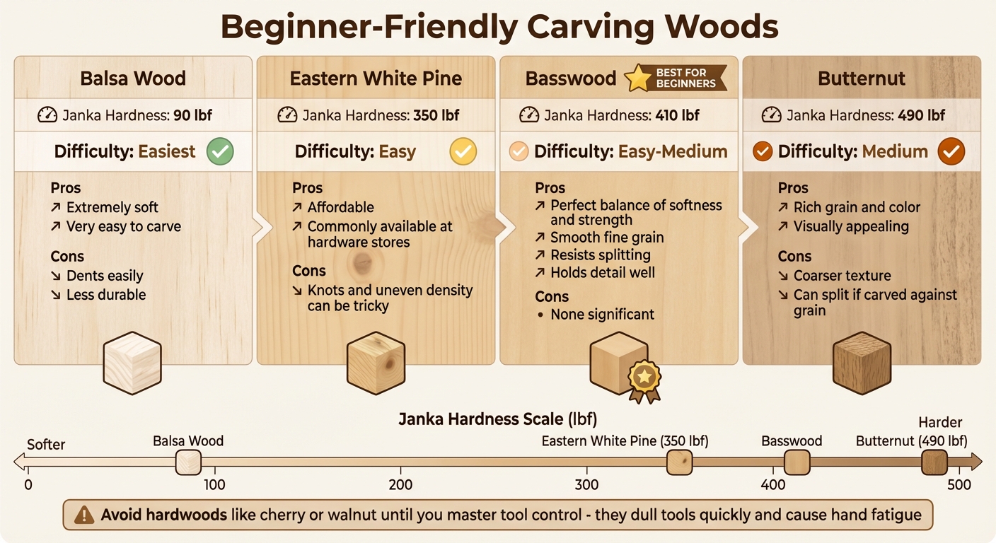 Best Wood Types for Beginner Carvers: Hardness Ratings and Characteristics