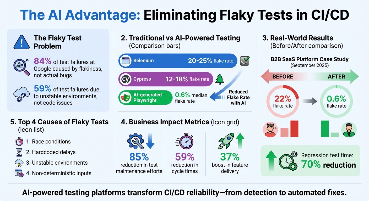 Impact of AI-Powered Testing on Flaky Test Reduction and CI/CD Performance