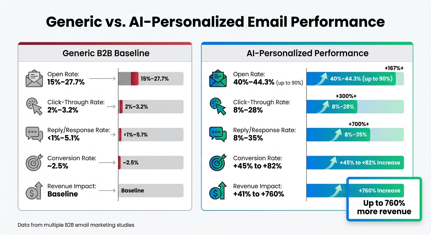 AI-Personalized vs Generic B2B Email Performance Comparison