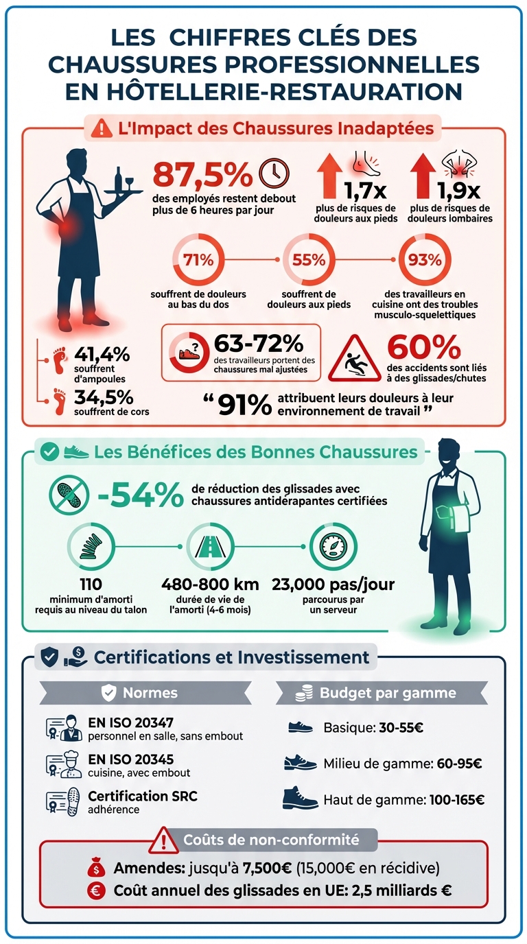 Impact des chaussures professionnelles en hôtellerie-restauration : statistiques clés