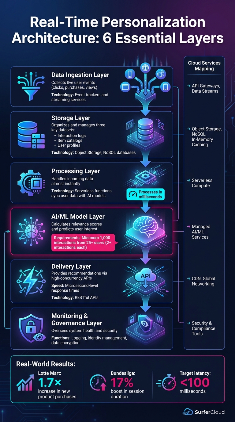 Six-Layer Architecture for Real-Time AI Personalization in Cloud Services