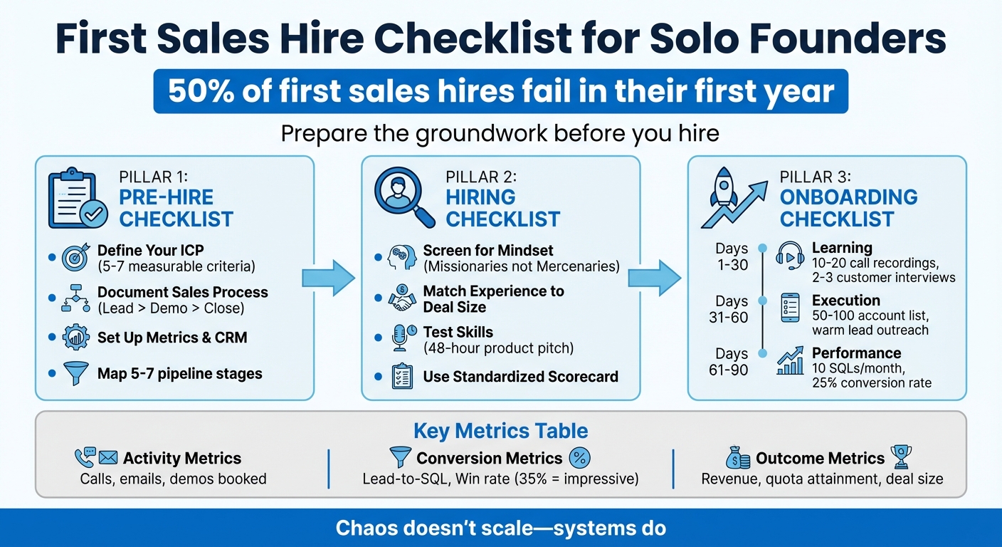 First Sales Hire Preparation Checklist for Solo Founders
