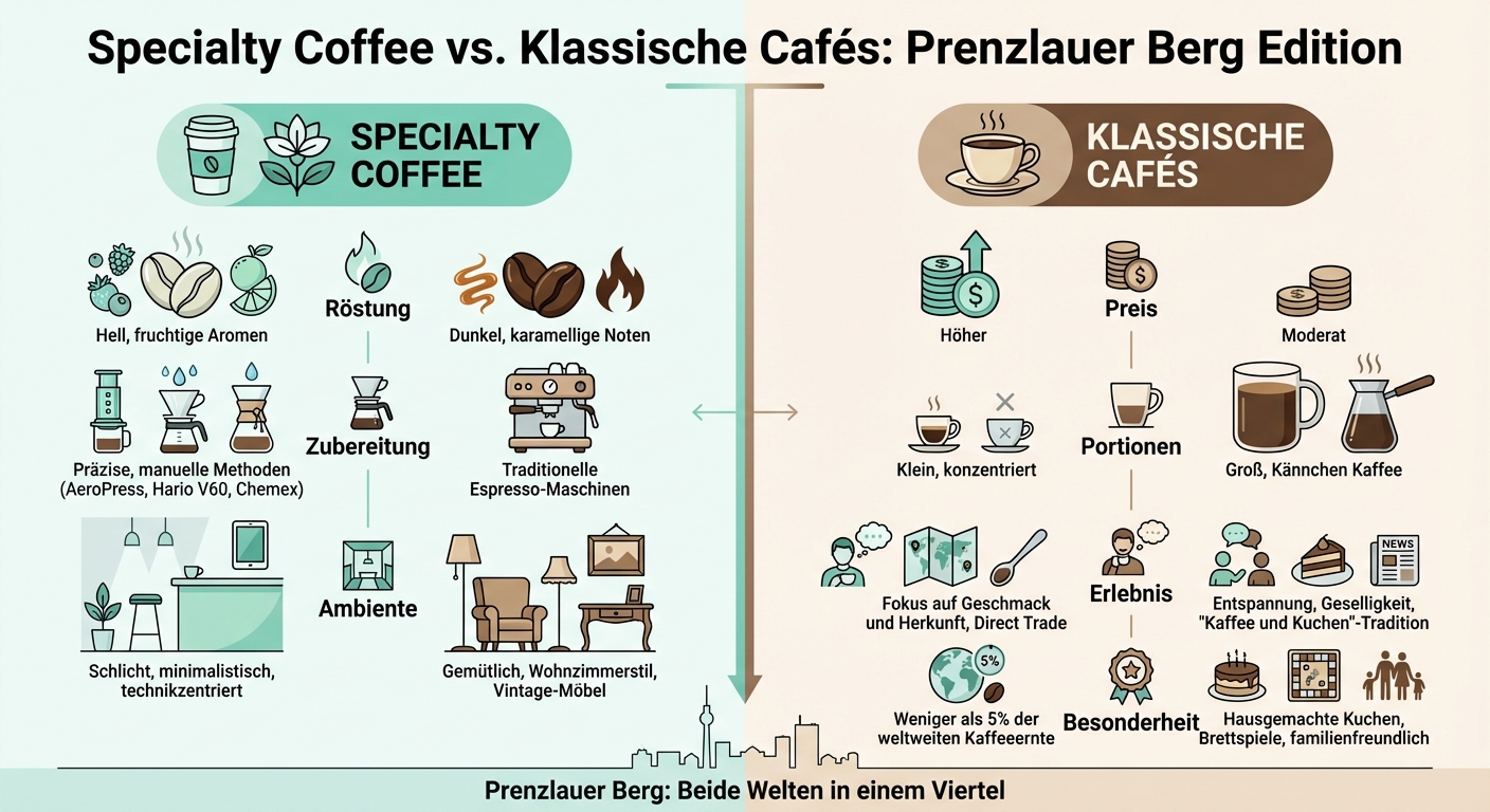 Specialty Coffee vs. Klassische Cafés: Vergleich der wichtigsten Merkmale