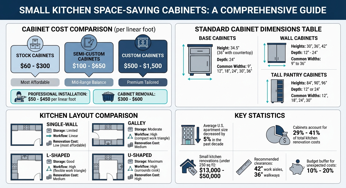 Small Kitchen Cabinet Costs and Standard Dimensions Guide